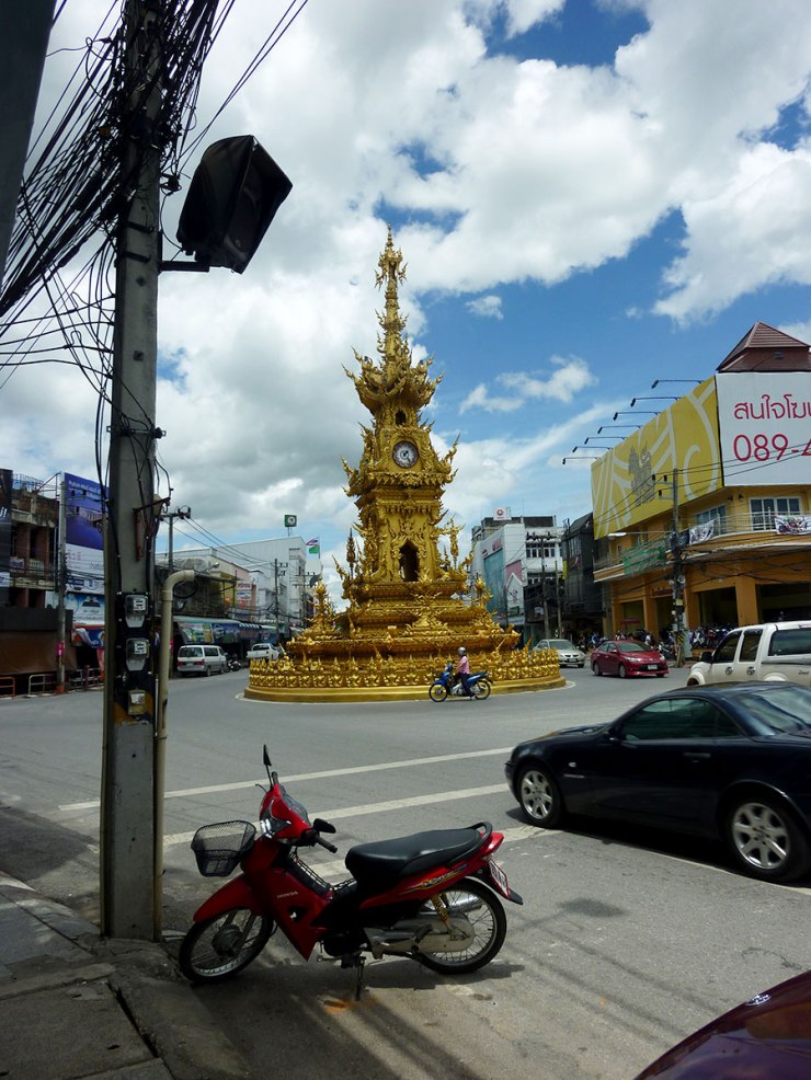 Welcome to Chiang Rai. The famous clock tower in the center of town.