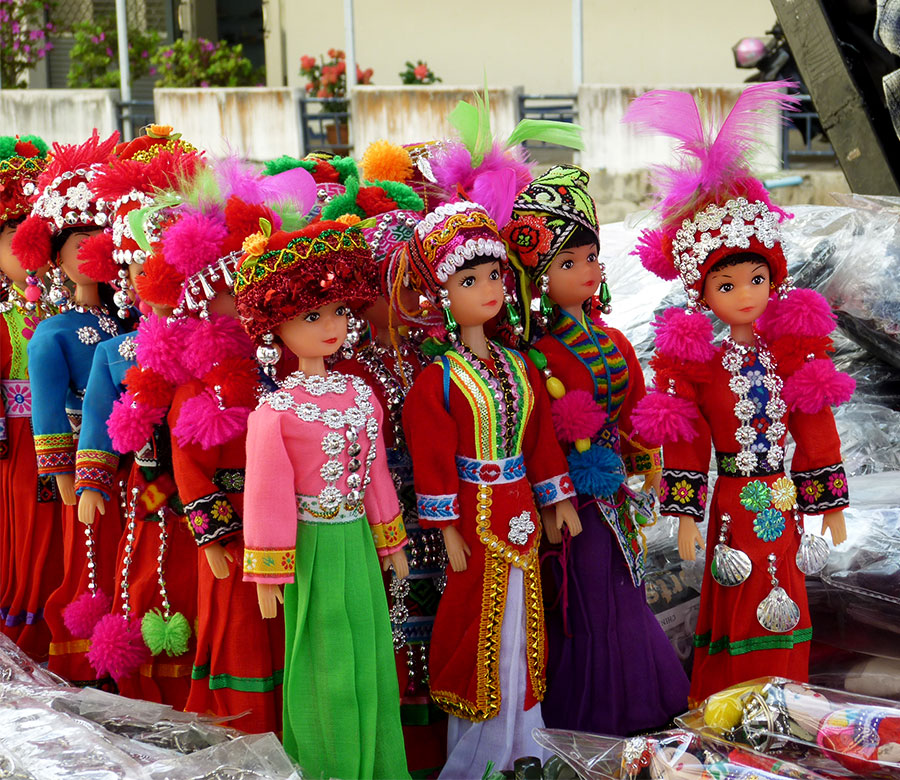 Hill tribe barbies at Maesai, Thailand, 2010