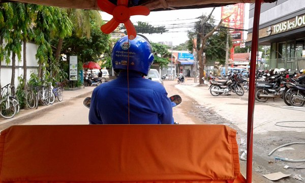 In the back of a tuk tuk Siem Reap