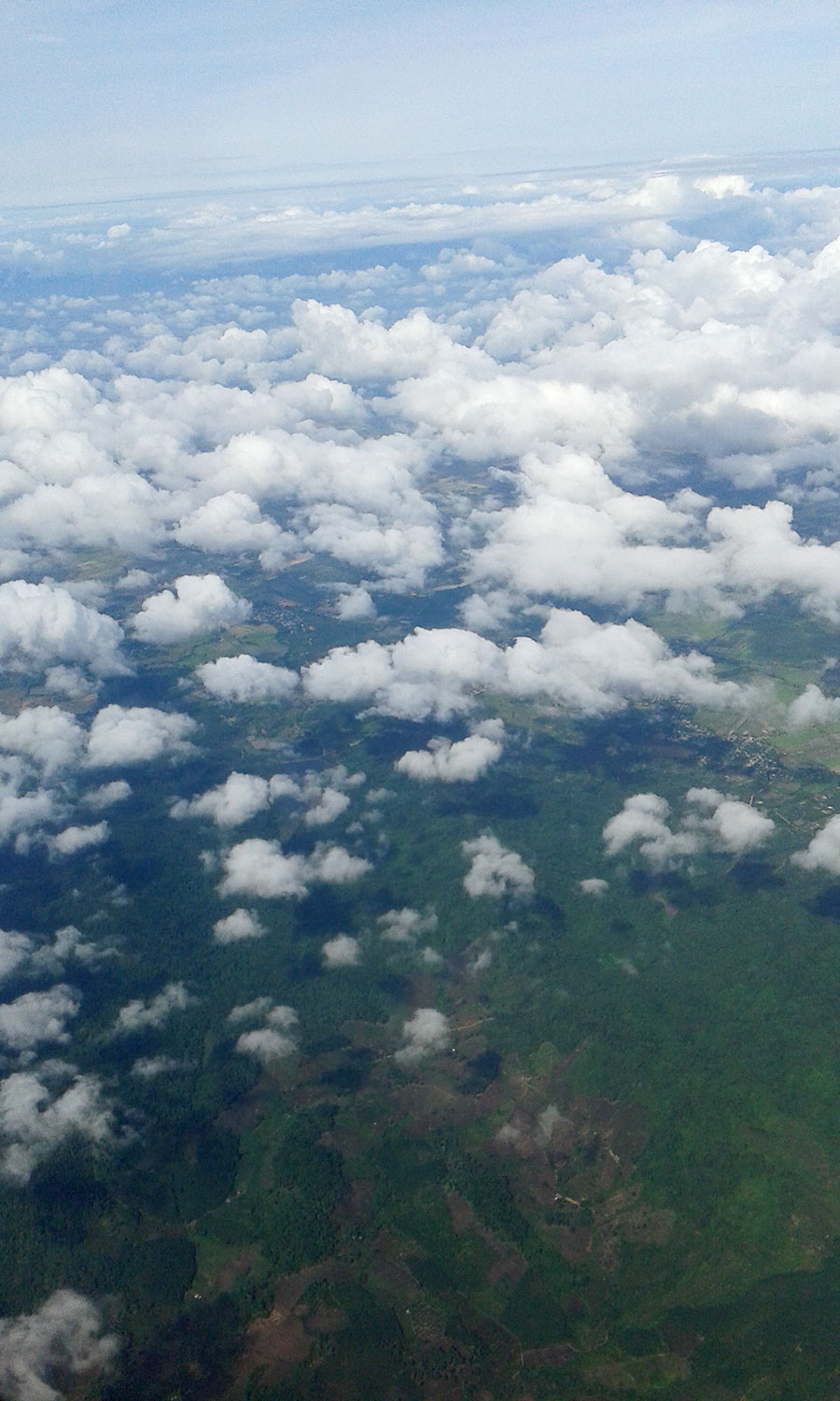 looking down at SE Asia from an airplane