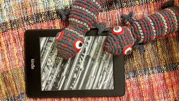 crocheted Tokay toys and kindle