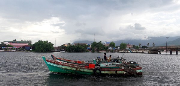 Boats on Kampot River, Cambodia
