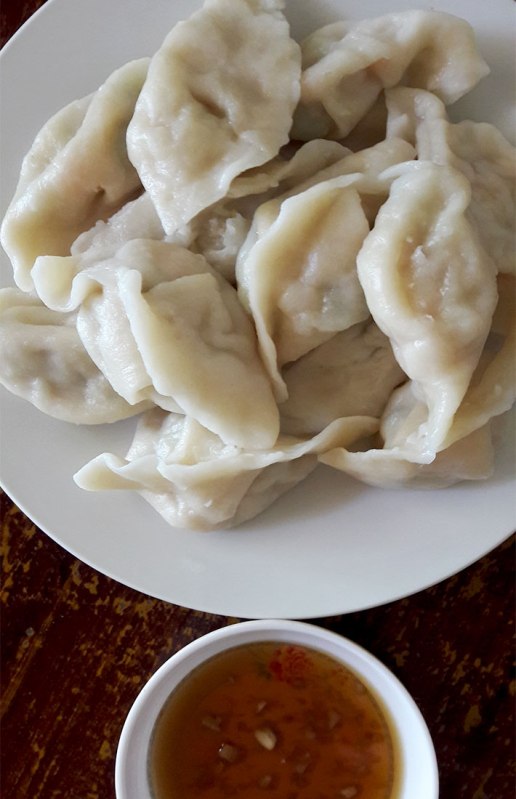 Steamed vegetarian dumplings at Ecran in Kampot