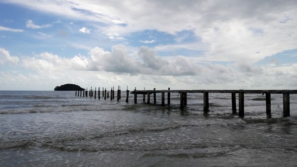 Half of a pier at Otres Beach, Sihanoukville, Cambodia