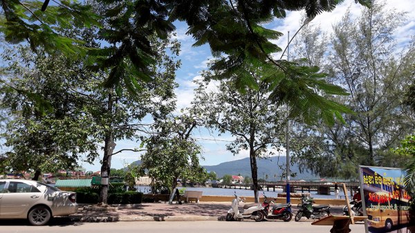 Looking at Kampot River from Good Morning Kampot guesthouse